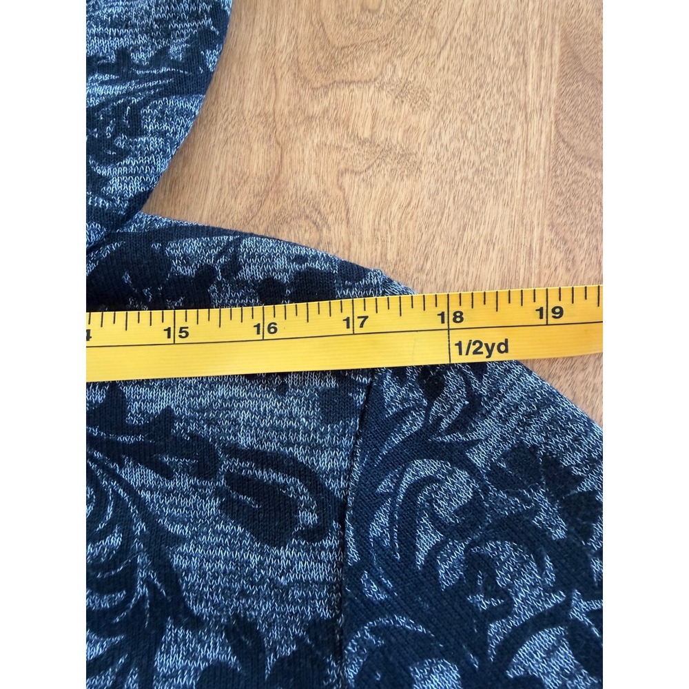 Weekends by Chico's Size 3 (XL/16) Grey Black Damask Floral Cowl Neck Sweatshirt - Picture 8 of 12